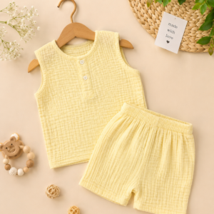 Muslin Crinkled Co-ords Set for Babies – Soft, Breathable & Stylish Everyday Wear 0-12 months