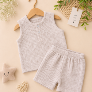 Muslin Crinkled Co-ords Set for Babies β Soft, Breathable & Stylish Everyday Wear 0-12 months