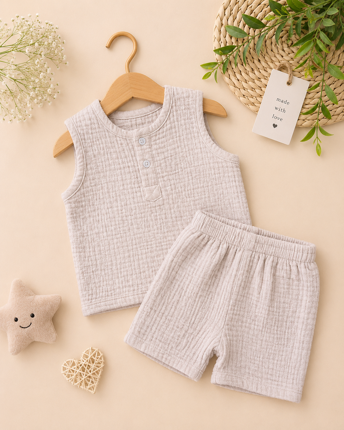 Muslin Crinkled Co-ords Set for Babies – Soft, Breathable & Stylish Everyday Wear 0-12 months