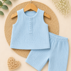 Muslin Crinkled Co-ords Set for Babies – Soft, Breathable & Stylish Everyday Wear 0-12 months