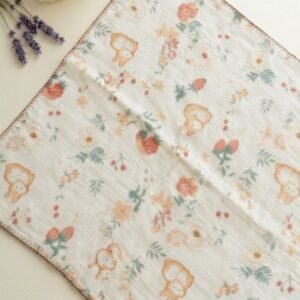 Premium Crinkled Muslin Burp Cloth I Flora I Crafted with Care
