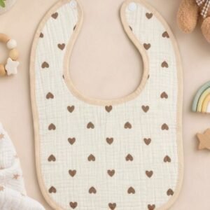 Leak proof muslin Crinkled bibs I Brown hearts I Made with Soft