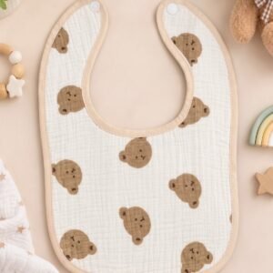 Leak proof muslin Crinkled bibs I Brown Bears I Made with Soft