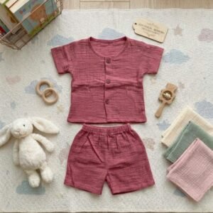 Baby Half Sleeve Cord Set | Little Style, Big Comfort 🤍I Dark Pink