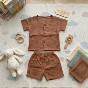 Baby Half Sleeve Cord Set | Little Style, Big Comfort 🤍I Brown