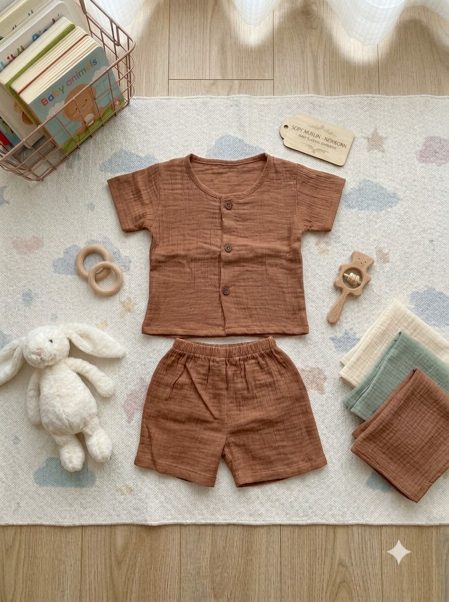 Baby Half Sleeve Cord Set | Little Style, Big Comfort 🤍I Brown