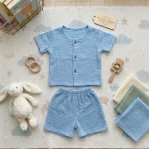 Baby Half Sleeve Cord Set | Little Style, Big Comfort 🤍I Skyblue