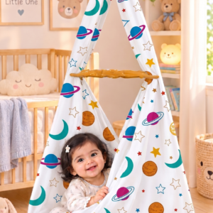 White Cartoon & Doodle Print Cradle Cloth | Colourmoons