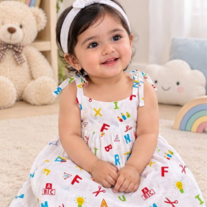 Knot Frock I White Print I Colorphabet