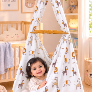 White Cartoon & Doodle Print Cradle Cloth | TheLionking