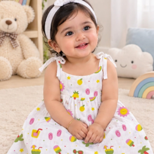 Knot Frock I White Print I Pinkbloom
