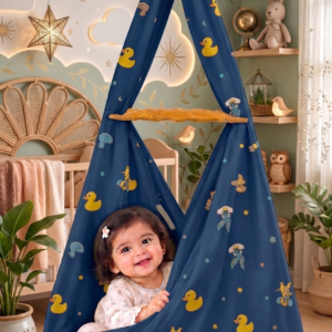 Colour Printed Cartoon & Doodle Cradle Cloth | Looneytunes Blue