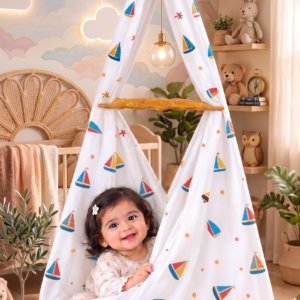 White Cartoon & Doodle Print Cradle Cloth | Blueboats