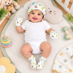 Baby Cap, Mittens & Socks Set I Dinoworld I Comfortable baby-friendly fit