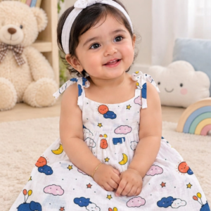 Knot Frock I White Print I Bluboo