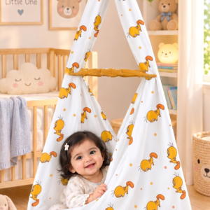 White Cartoon & Doodle Print Cradle Cloth | Chuck