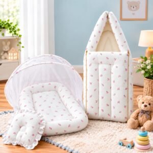 Crinkled Muslin Carry Bed + Net Bed COMBO