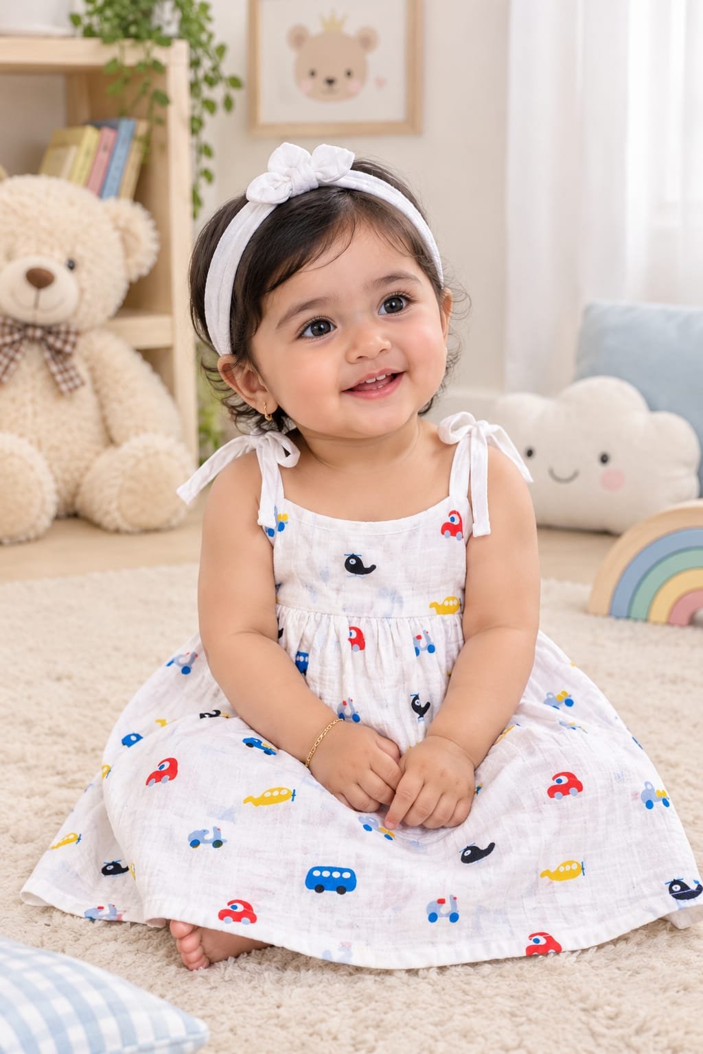 Knot Frock I White Print I Doodlours