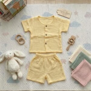 Baby Half Sleeve Cord Set | Little Style, Big Comfort 🤍I Sandel